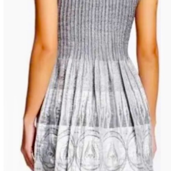 Max Studio Silver Metallic Jacquard Smock Cocktail Dress - Picture 3 of 8